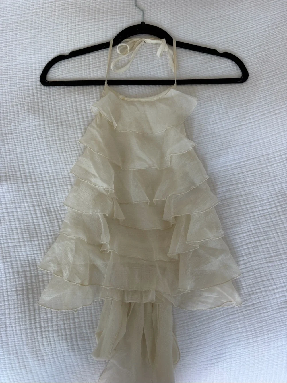Open Back Ruffled Halter Top - Picture 3 of 3